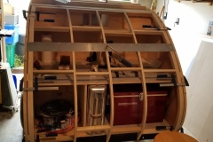 The centre rib in place, I used my template for screws run across it to see how the curve was. Turns out it was perfect.