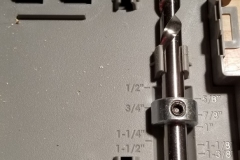 Set the stop around the drill bit at the thickness of your wood.