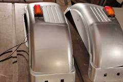 Fenders with lights mounted and painted silver