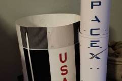 A size comparison between the Saturn V (part of the first stage only) and the bottom of SpaceX's Falcon 9