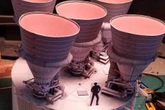 Each engine was gimbled (able to change thrust direction) and thus keep the giant rocket going straight up