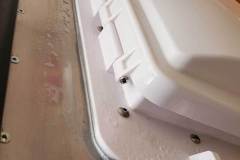 View of the fan, caulked with silicone