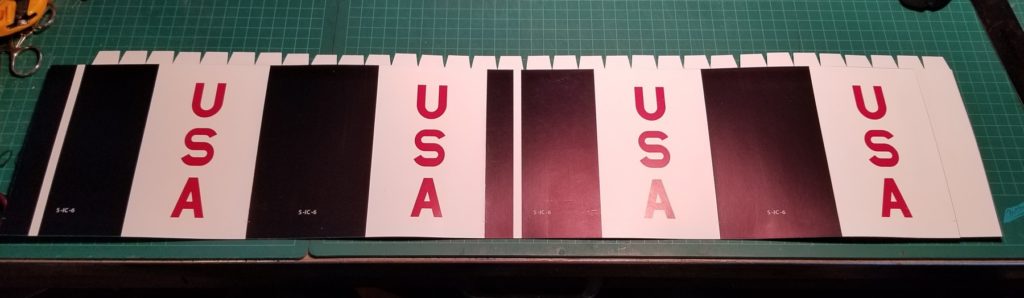 Saturn V paper model, first stage laid out flat