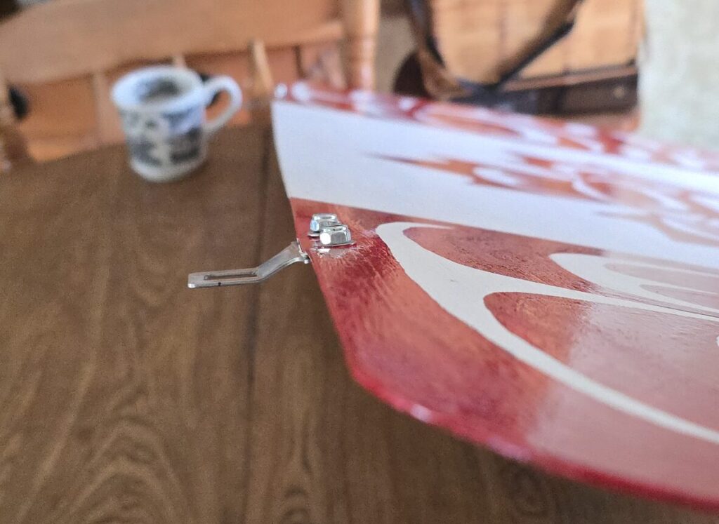 Upper Hardware in place showing angle bent