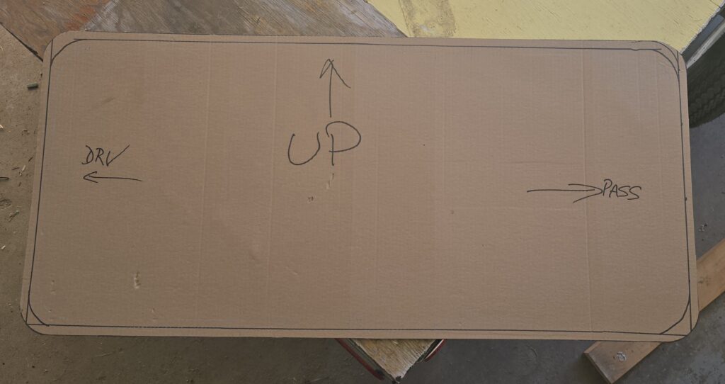Cardboard Template for Rock Guard, 1" larger than the chalk transfer