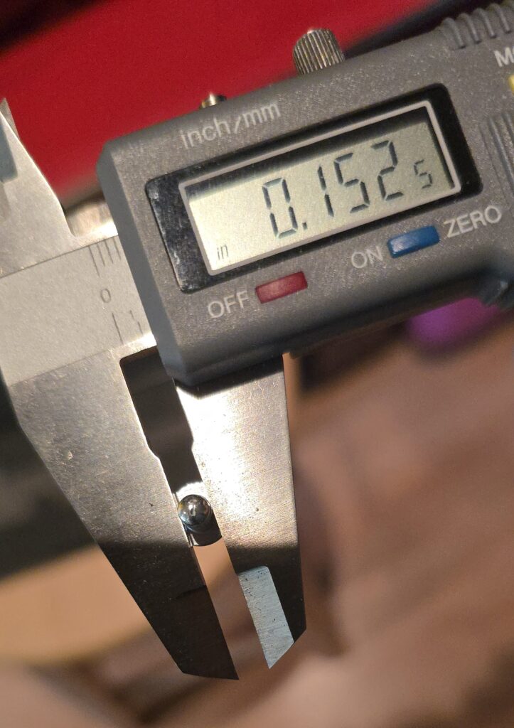 Diameter of the pop rivet in inches